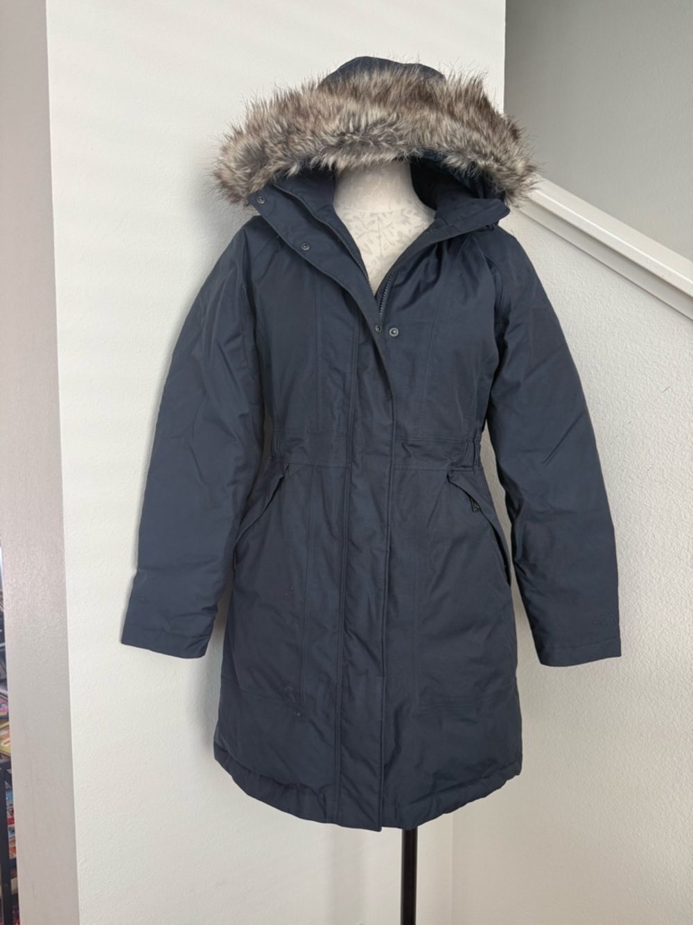 The North Face Women's Dark Navy Faux Fur Trim Parka